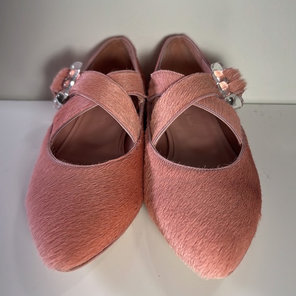 Simone Rocha Pink Ponyhair Pointed Flats w/Crisscross Straps Eur 38, US 7.5-8 - Picture 3 of 10